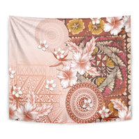Tonga Ngatu Pattern With Light Tabasco Hibiscus Tapestry Oil Painting Style LT05 - Polynesian Pride