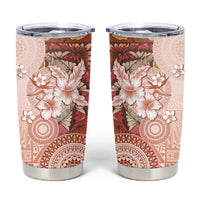 Tonga Ngatu Pattern With Light Tabasco Hibiscus Tumbler Cup Oil Painting Style LT05 Light Tabasco - Polynesian Pride