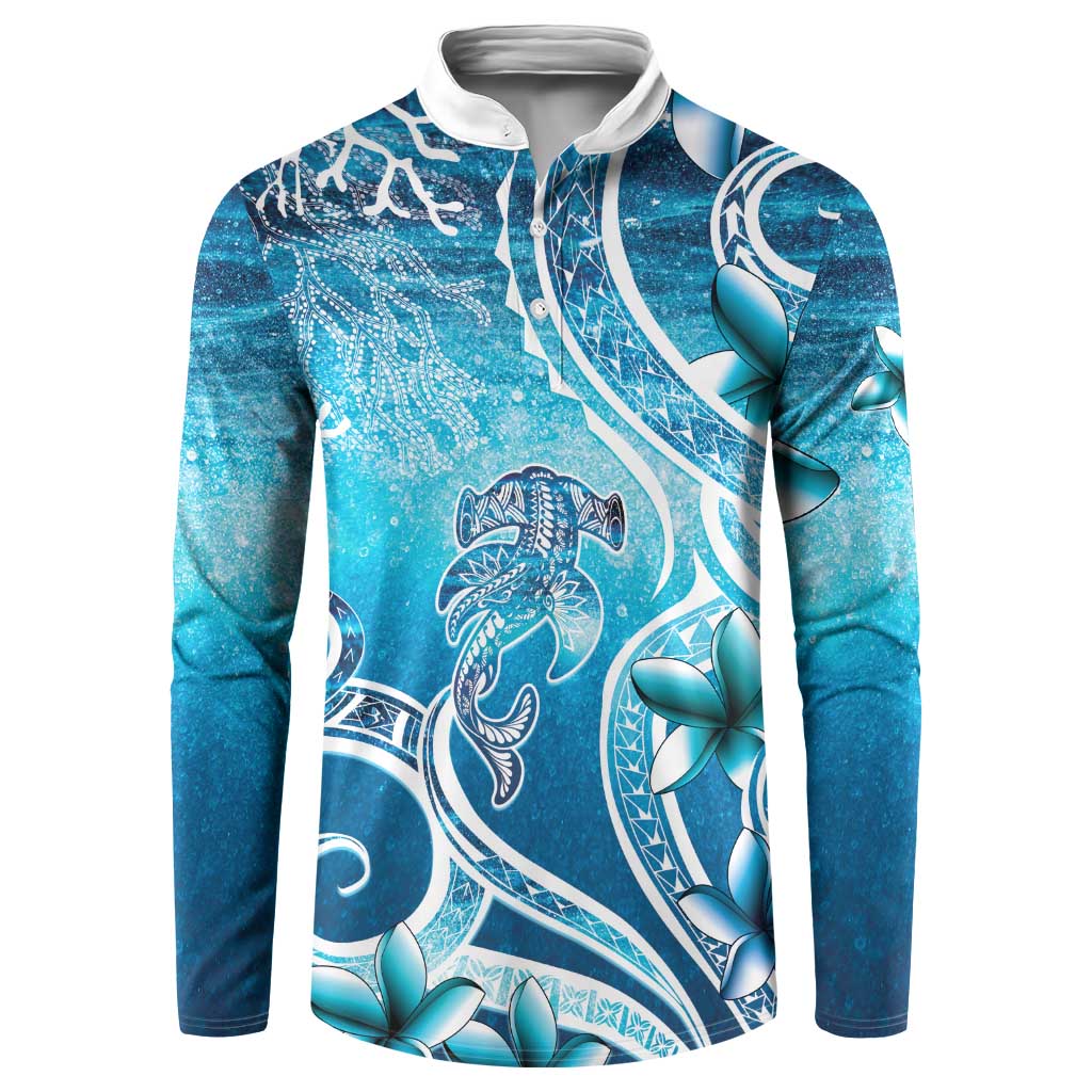 Polynesia World Ocean Day Button Sweatshirt Ocean Style LT05 Blue - Polynesian Pride