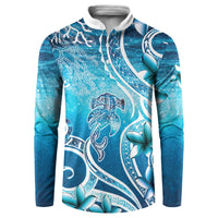 Polynesia World Ocean Day Button Sweatshirt Ocean Style LT05 Blue - Polynesian Pride