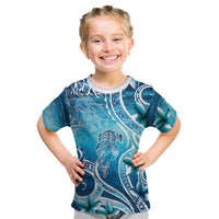 Polynesia World Ocean Day Kid T Shirt Ocean Style LT05 Blue - Polynesian Pride
