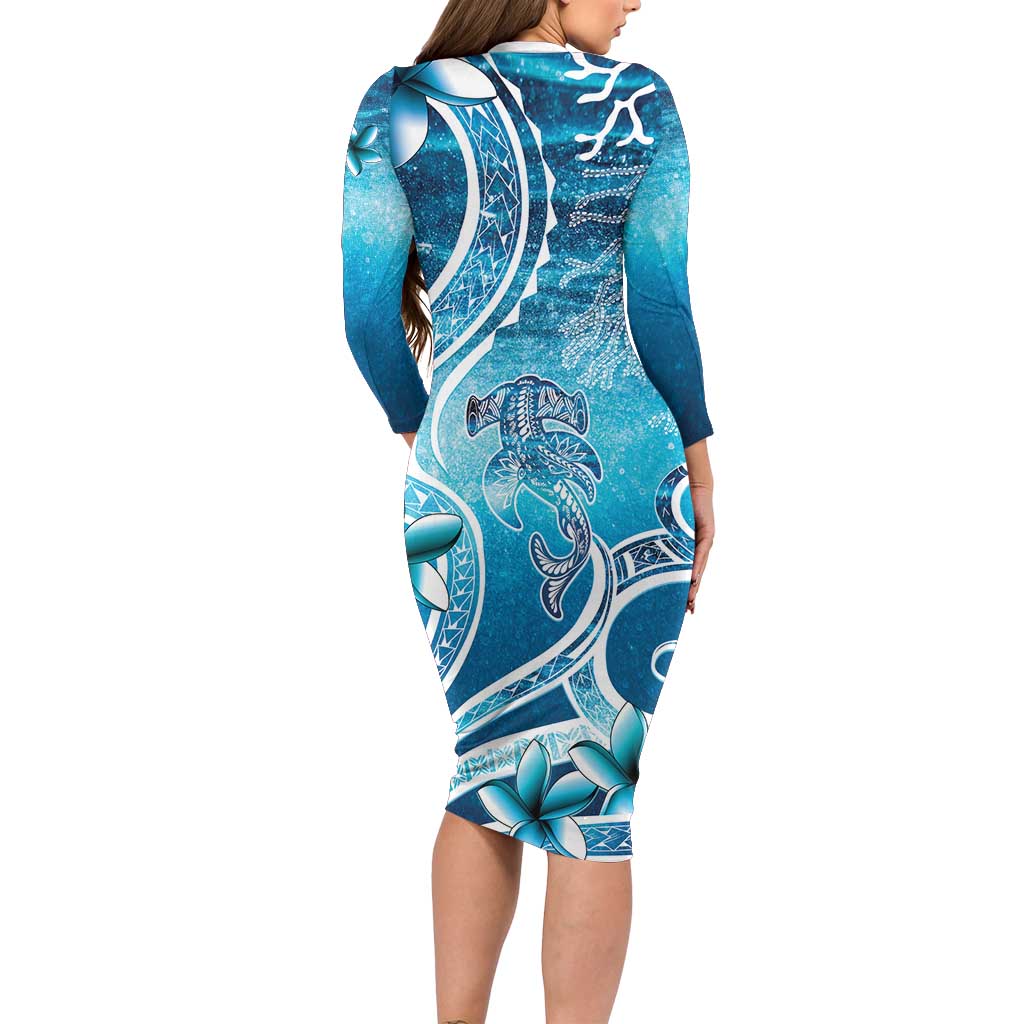 Polynesia World Ocean Day Long Sleeve Bodycon Dress Ocean Style LT05 - Polynesian Pride