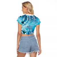 Polynesia World Ocean Day Raglan Cropped T Shirt Ocean Style LT05 - Polynesian Pride
