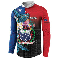 Samoa Button Sweatshirt Humpback Whale Siapo Pattern LT05 - Polynesian Pride