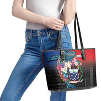 Samoa Leather Tote Bag Humpback Whale Siapo Pattern LT05 - Polynesian Pride