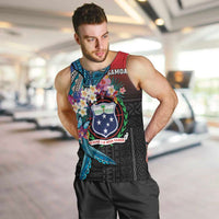 Samoa Men Tank Top Humpback Whale Siapo Pattern LT05 Blue - Polynesian Pride