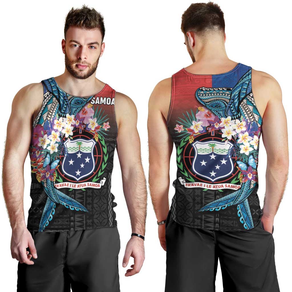 Samoa Men Tank Top Humpback Whale Siapo Pattern LT05 - Polynesian Pride