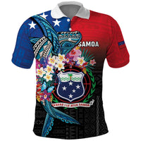 Samoa Polo Shirt Humpback Whale Siapo Pattern LT05 Blue - Polynesian Pride