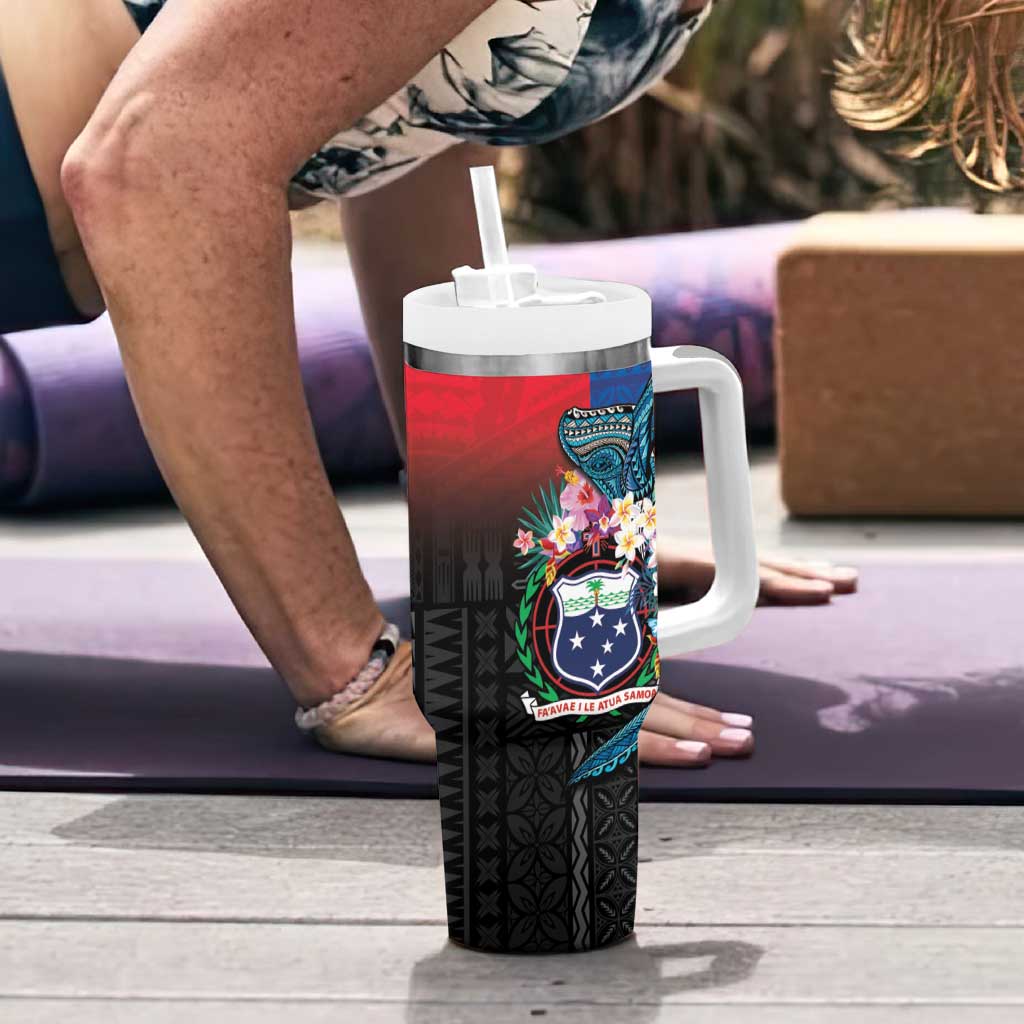 Samoa Tumbler With Handle Humpback Whale Siapo Pattern LT05 - Polynesian Pride