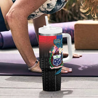 Samoa Tumbler With Handle Humpback Whale Siapo Pattern LT05 - Polynesian Pride