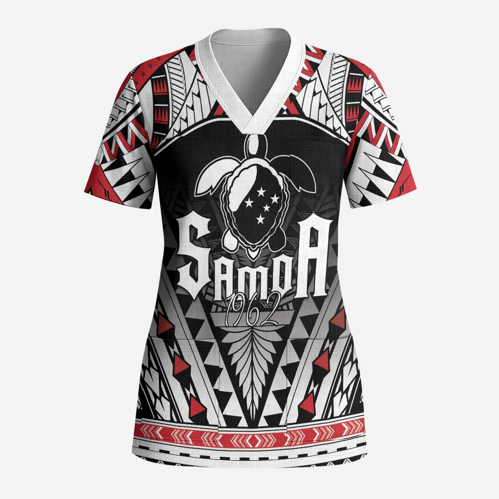 Samoa Independence Day Scrub Top Proud To Be Samoan LT05 Adult Black - Polynesian Pride