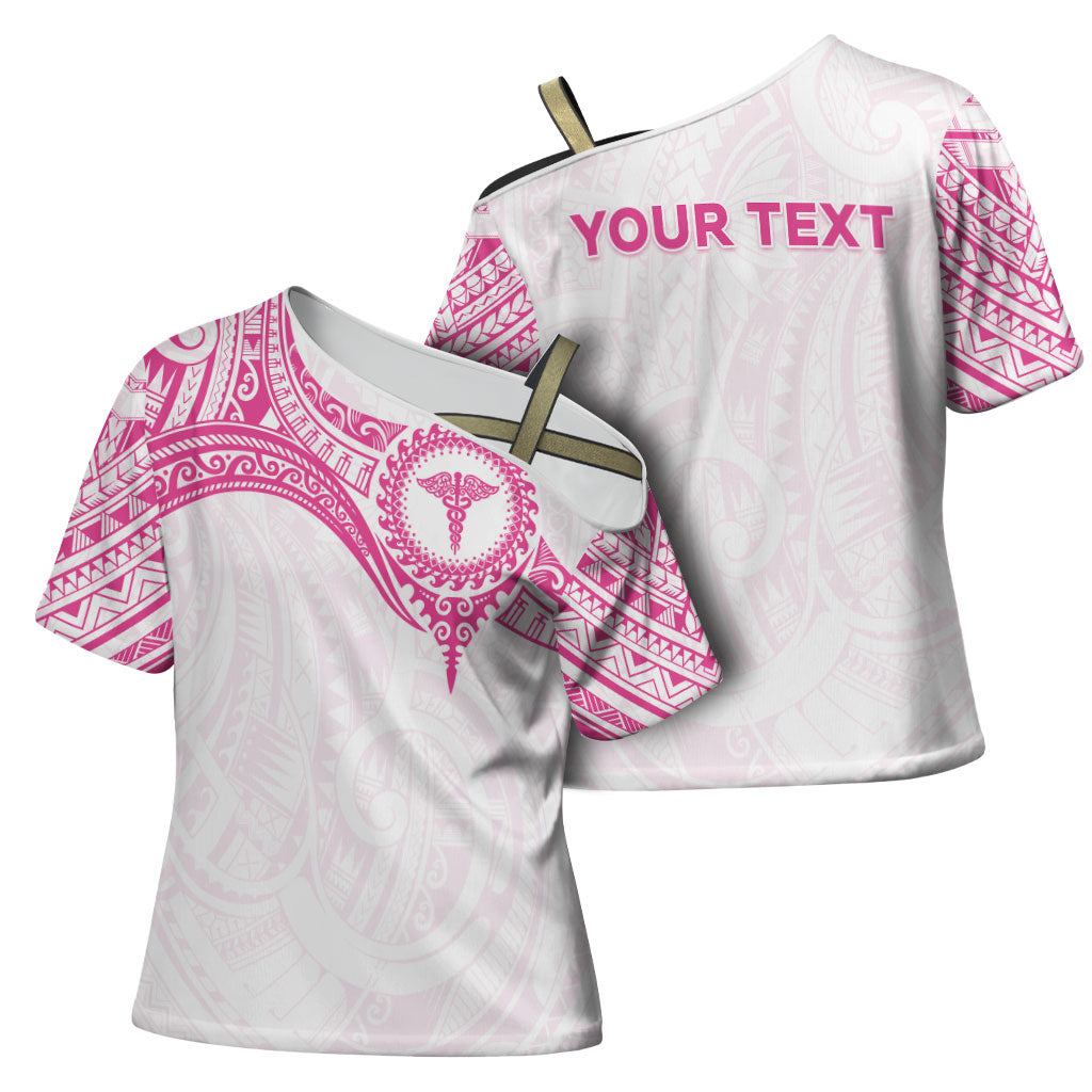 Personalised New Zealand Aotearoa Cross Shoulder Shirt Nurse Tribal Pink Version LT05 - Polynesian Pride
