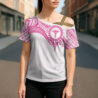 Personalised New Zealand Aotearoa Cross Shoulder Shirt Nurse Tribal Pink Version LT05 - Polynesian Pride