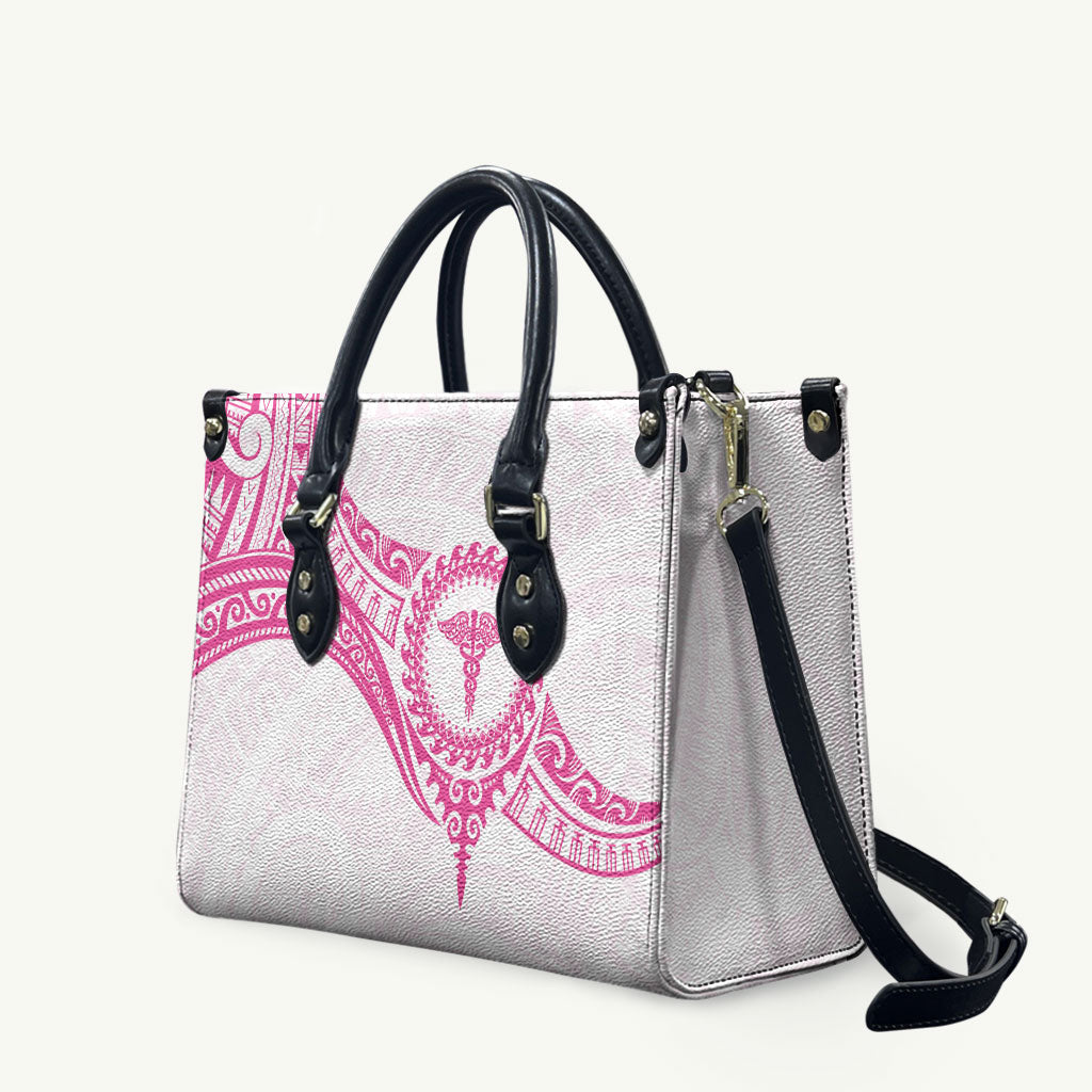 New Zealand Aotearoa Leather Bag Nurse Tribal Pink Version LT05 Pink - Polynesian Pride
