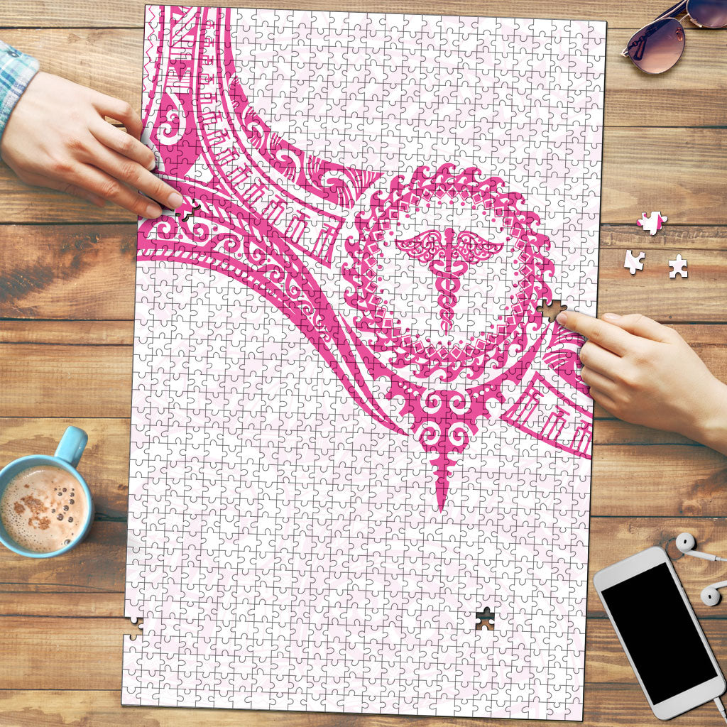 New Zealand Aotearoa Puzzle Nurse Tribal Pink Version LT05 Pink - Polynesian Pride