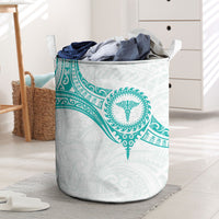 New Zealand Aotearoa Laundry Basket Nurse Tribal Teal Version LT05 Teal - Polynesian Pride