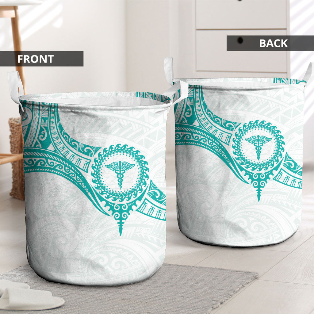 New Zealand Aotearoa Laundry Basket Nurse Tribal Teal Version LT05 - Polynesian Pride