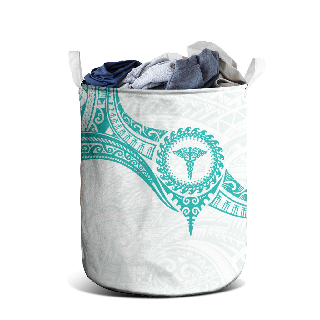 New Zealand Aotearoa Laundry Basket Nurse Tribal Teal Version LT05 - Polynesian Pride