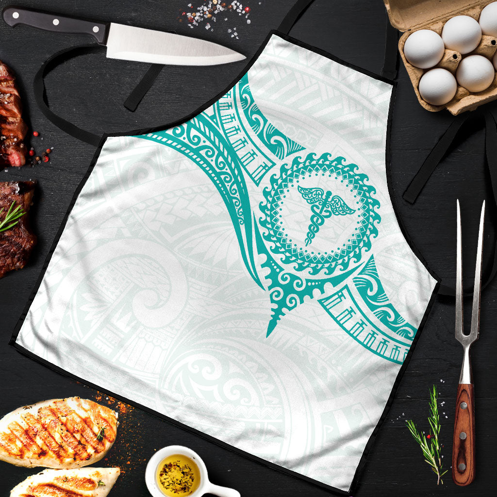 New Zealand Aotearoa Apron Nurse Tribal Teal Version LT05 Teal - Polynesian Pride