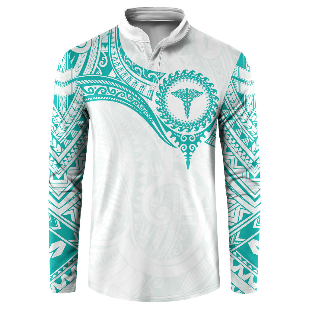 Personalised New Zealand Aotearoa Button Sweatshirt Nurse Tribal Teal Version LT05 Teal - Polynesian Pride