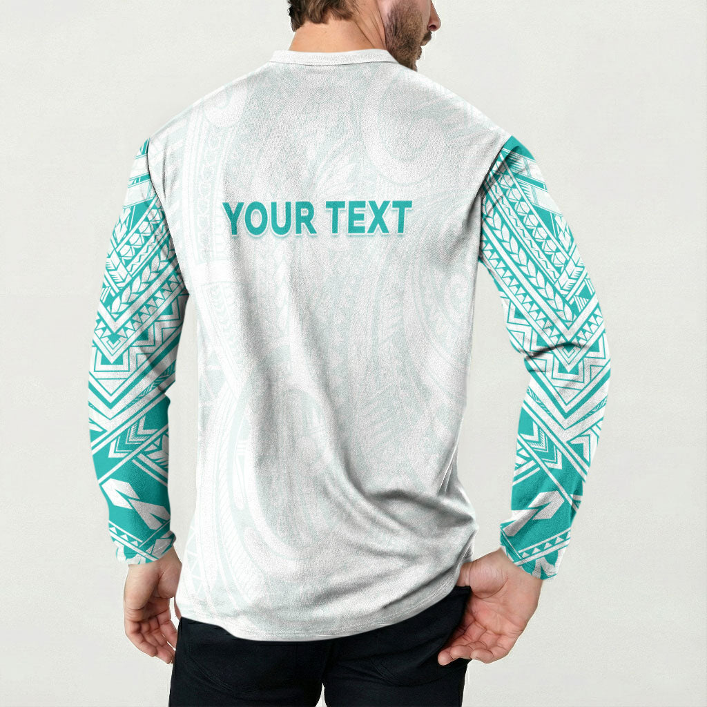 Personalised New Zealand Aotearoa Button Sweatshirt Nurse Tribal Teal Version LT05 - Polynesian Pride