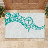 New Zealand Aotearoa Rubber Doormat Nurse Tribal Teal Version LT05 Teal - Polynesian Pride