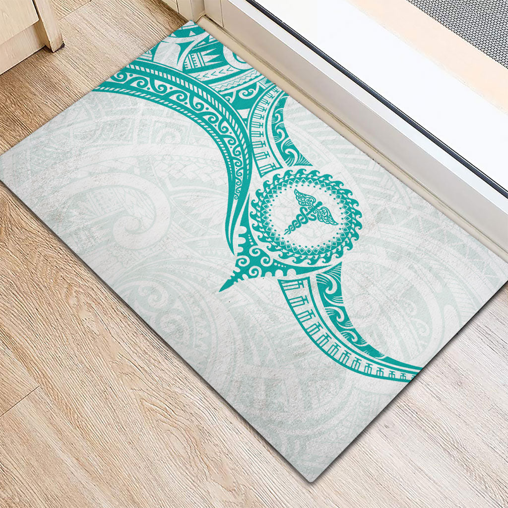 New Zealand Aotearoa Rubber Doormat Nurse Tribal Teal Version LT05 - Polynesian Pride