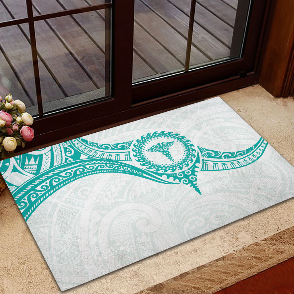 New Zealand Aotearoa Rubber Doormat Nurse Tribal Teal Version LT05 - Polynesian Pride