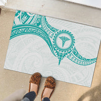 New Zealand Aotearoa Rubber Doormat Nurse Tribal Teal Version LT05 - Polynesian Pride