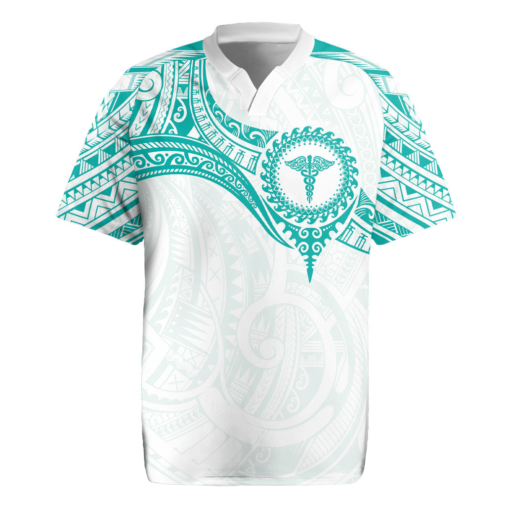 Personalised New Zealand Aotearoa Rugby Jersey Nurse Tribal Teal Version LT05 Teal - Polynesian Pride