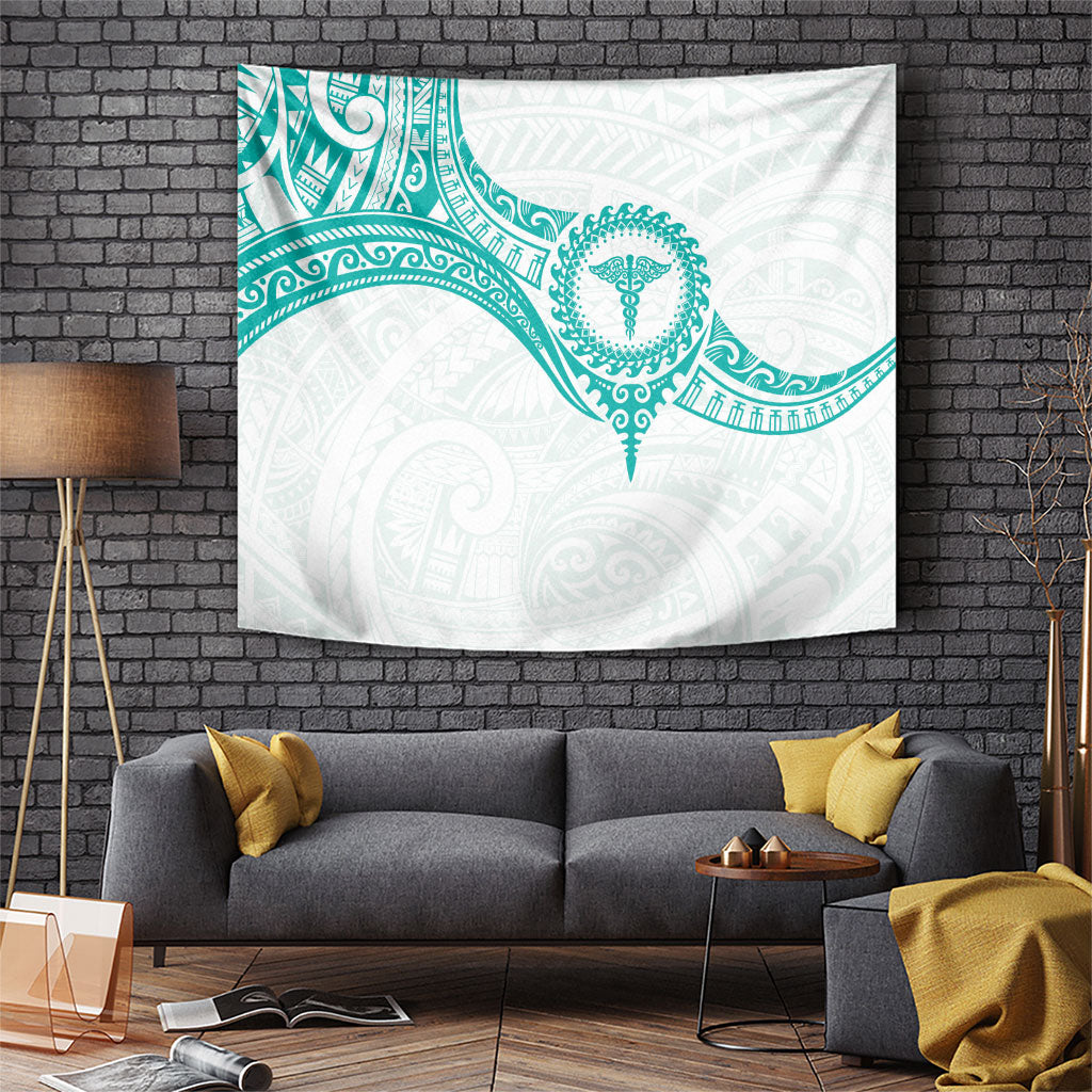 New Zealand Aotearoa Tapestry Nurse Tribal Teal Version LT05 Teal - Polynesian Pride
