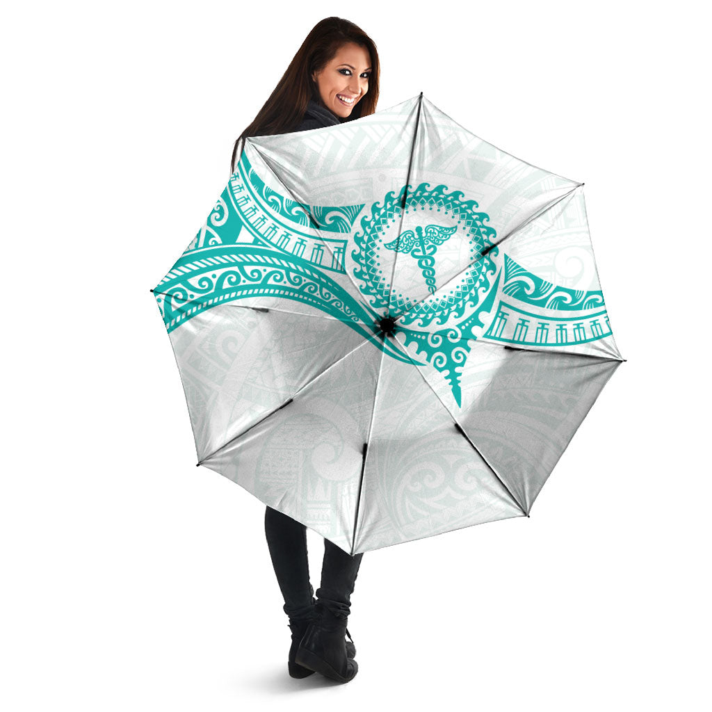 New Zealand Aotearoa Umbrella Nurse Tribal Teal Version LT05 - Polynesian Pride