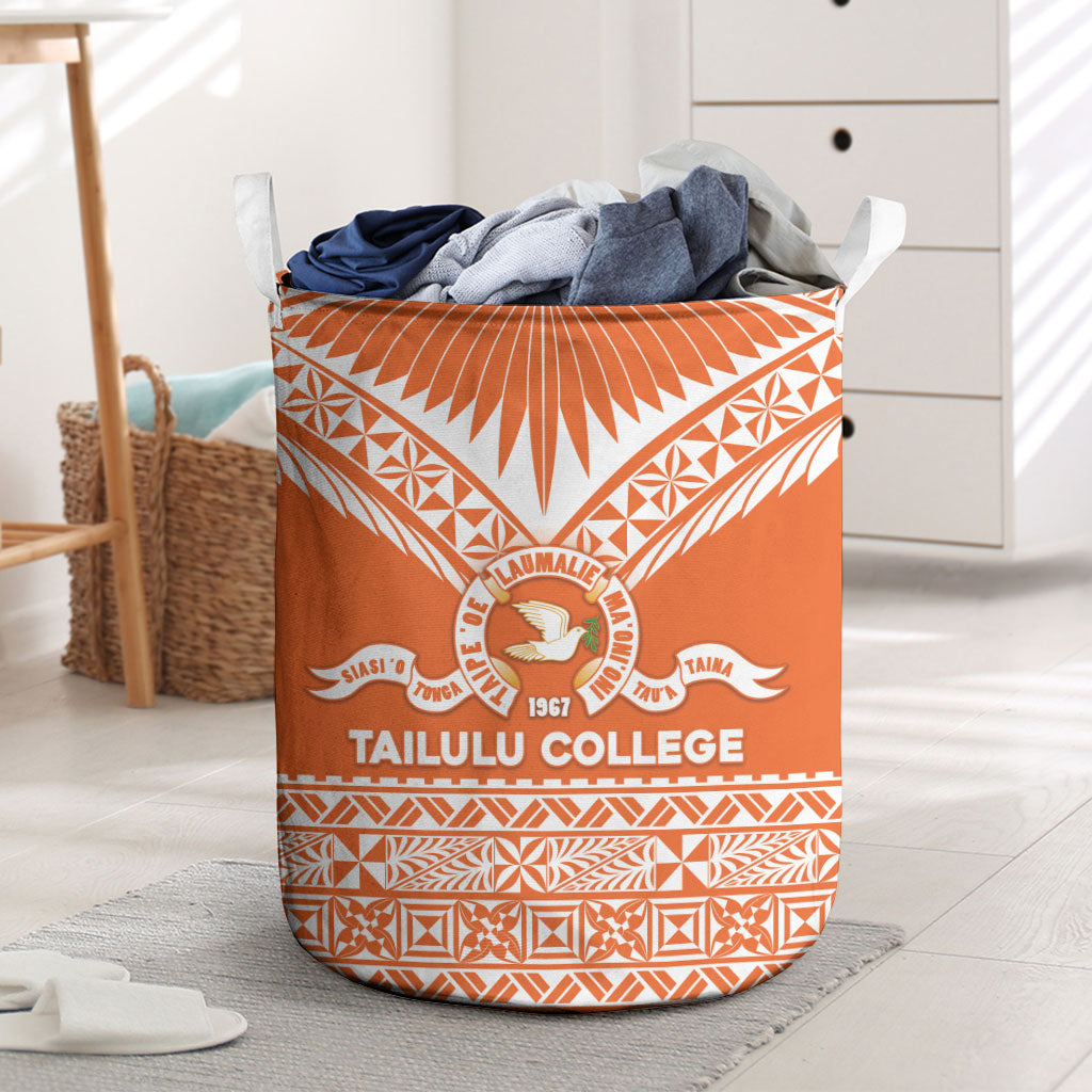 Tonga Tailulu College Laundry Basket Tongan Kupesi Pattern LT05 Orange - Polynesian Pride