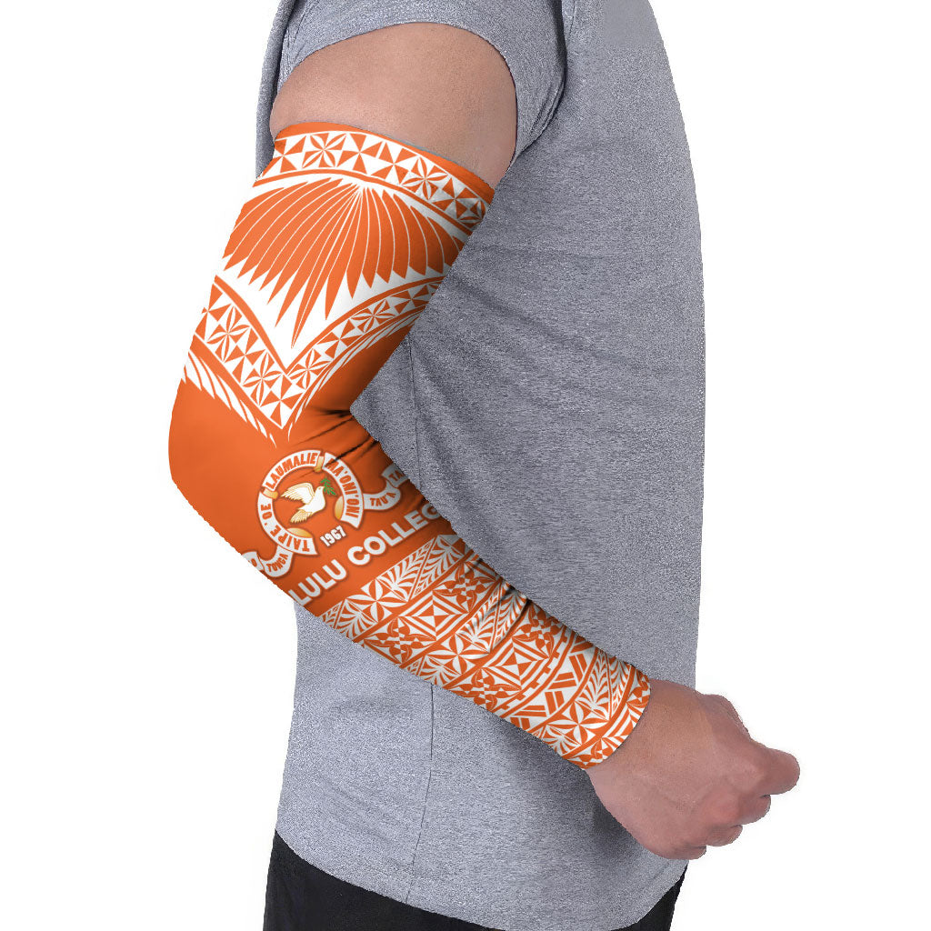 Personalised Tonga Tailulu College Arm Sleeves Tongan Kupesi Pattern LT05 - Polynesian Pride