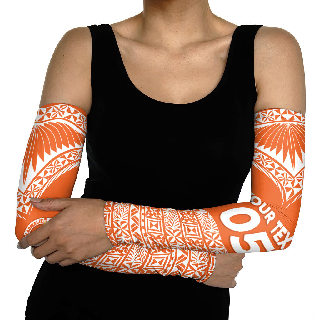 Personalised Tonga Tailulu College Arm Sleeves Tongan Kupesi Pattern LT05 - Polynesian Pride