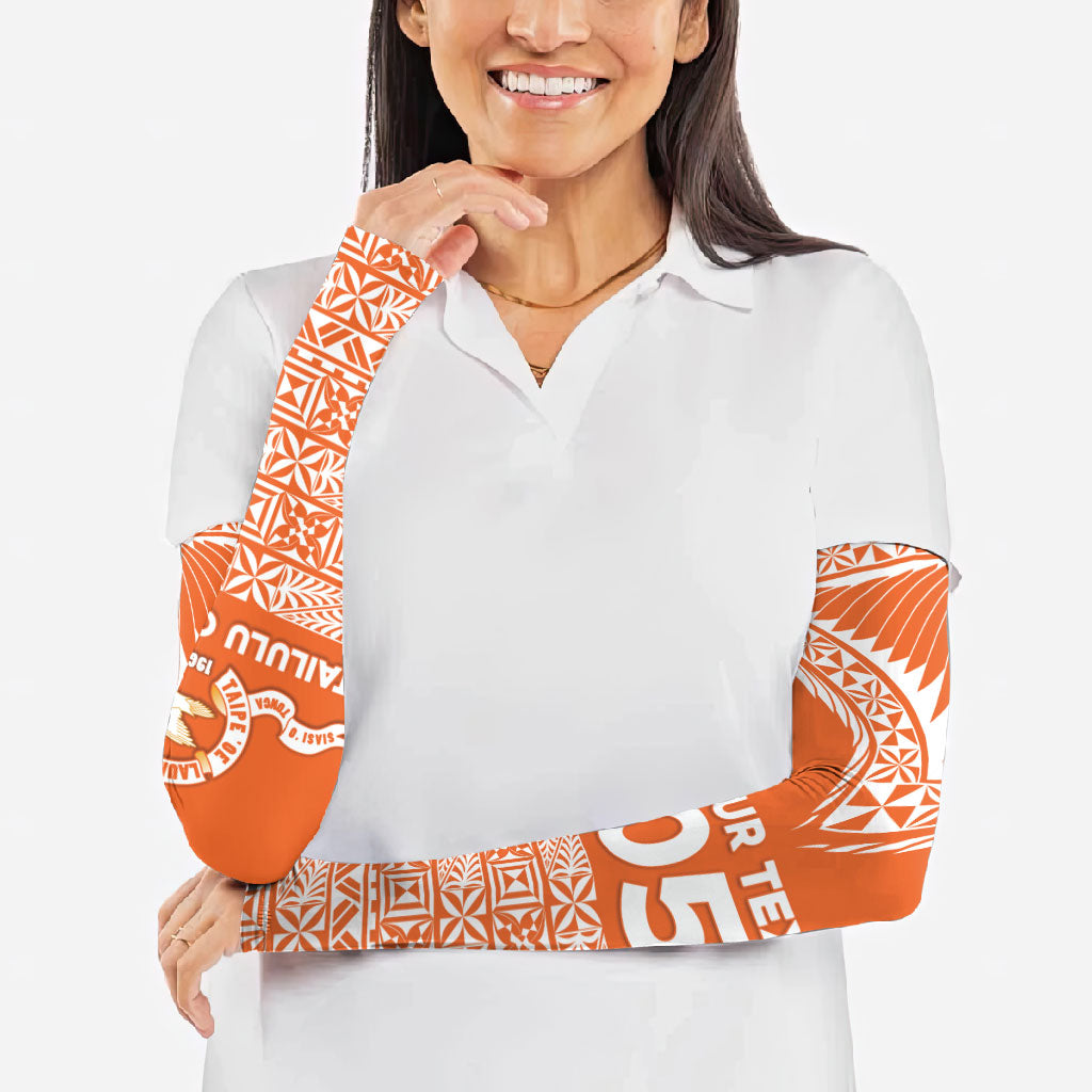 Personalised Tonga Tailulu College Arm Sleeves Tongan Kupesi Pattern LT05 - Polynesian Pride