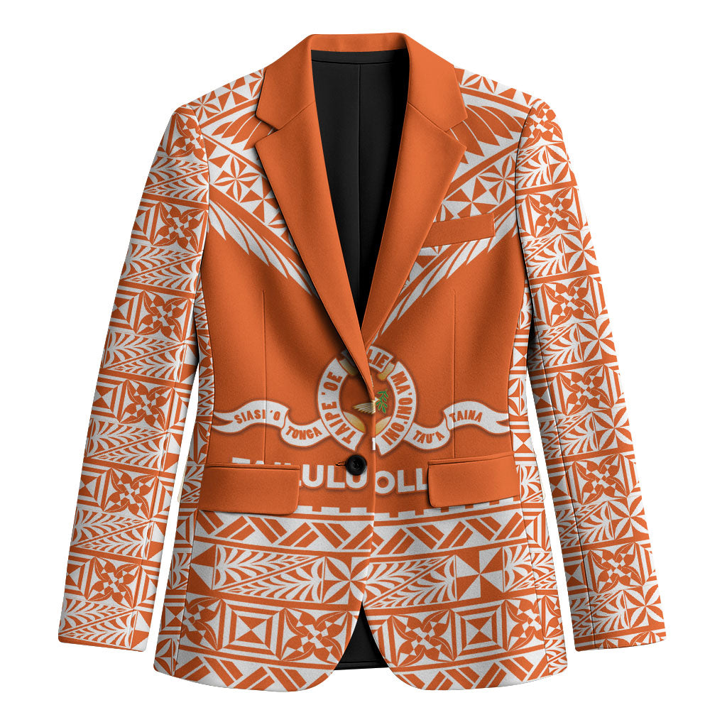 Personalised Tonga Tailulu College Blazer Tongan Kupesi Pattern LT05 Unisex Orange - Polynesian Pride