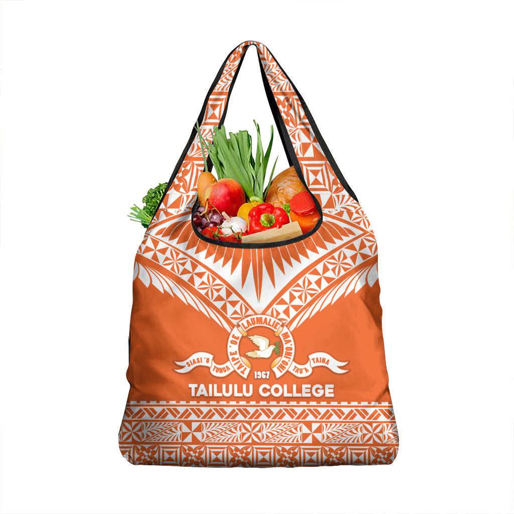 Tonga Tailulu College Grocery Bag Tongan Kupesi Pattern LT05 1-pack One Size Orange - Polynesian Pride