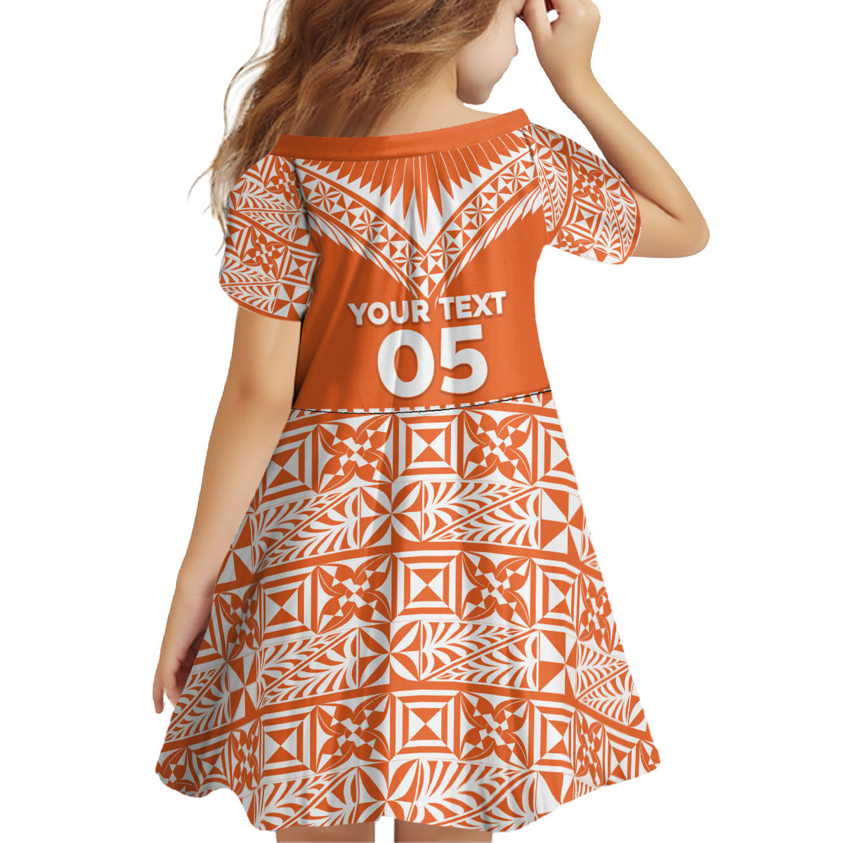 Personalised Tonga Tailulu College Kid Short Sleeve Dress Tongan Kupesi Pattern LT05 - Polynesian Pride
