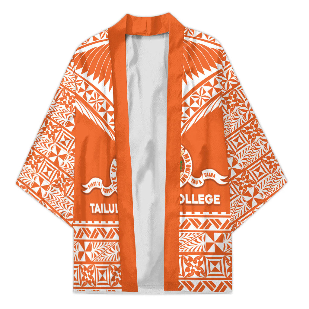 Personalised Tonga Tailulu College Kimono Tongan Kupesi Pattern LT05 Unisex Orange - Polynesian Pride
