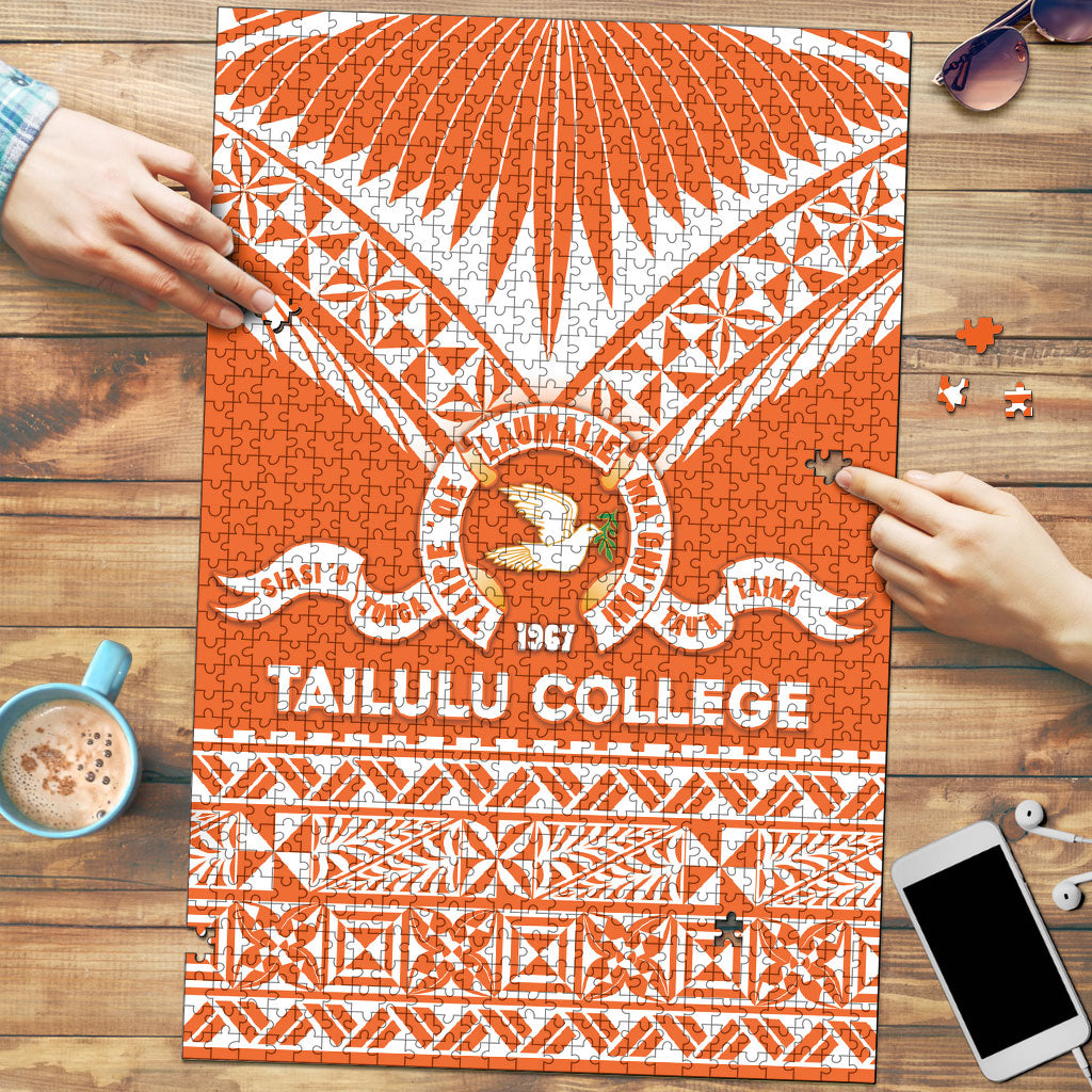 Tonga Tailulu College Puzzle Tongan Kupesi Pattern LT05 Orange - Polynesian Pride