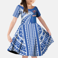 Personalised Hawaii 808 Kid Short Sleeve Dress Unique Style LT05 KID Blue - Polynesian Pride
