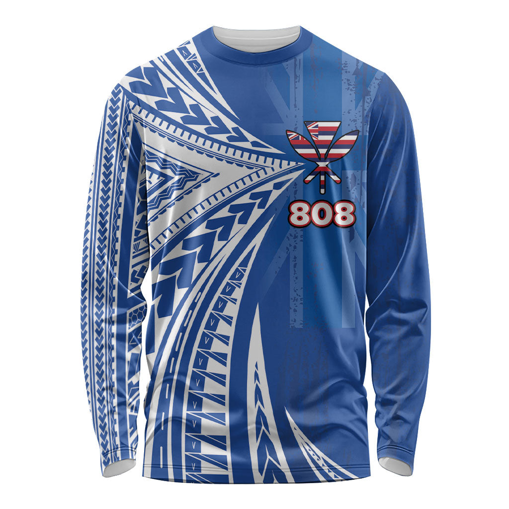 Personalised Hawaii 808 Long Sleeve Shirt Unique Style LT05 Unisex Blue - Polynesian Pride