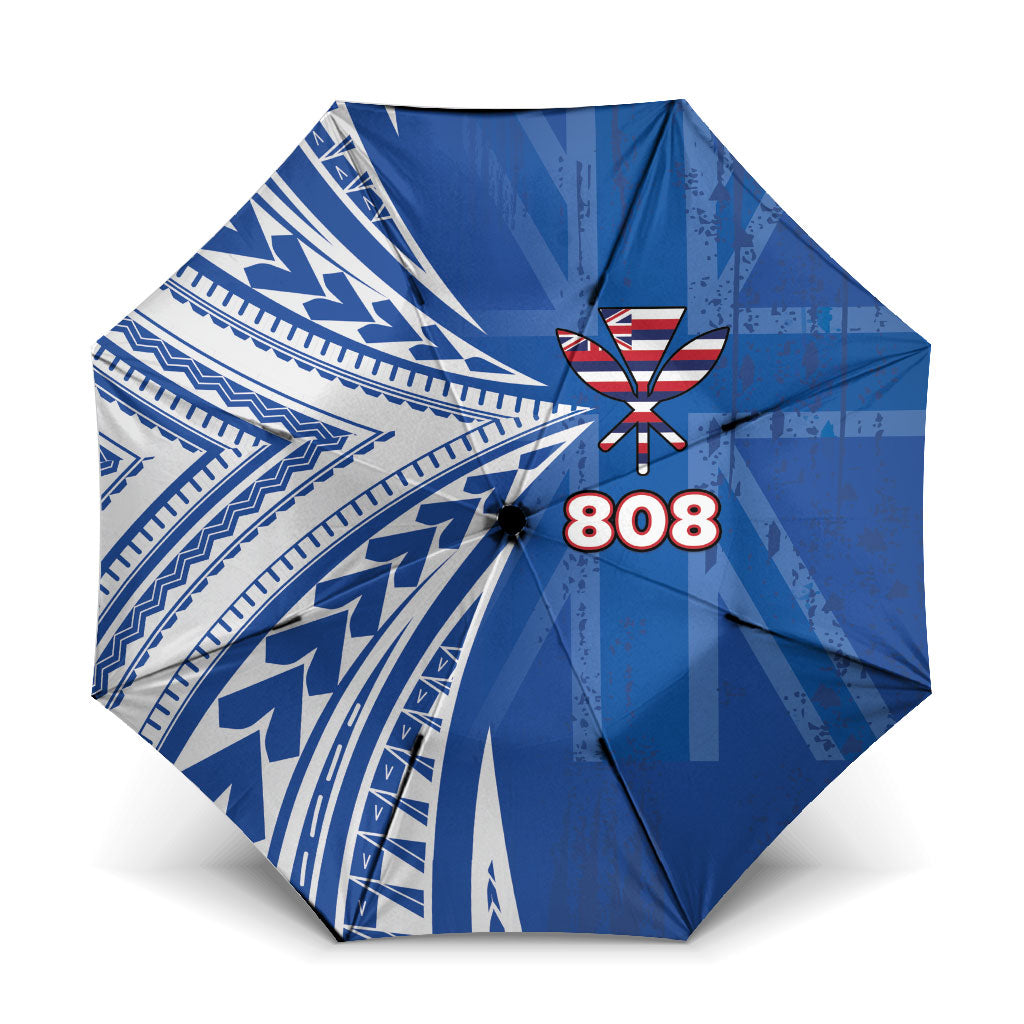 Hawaii 808 Umbrella Unique Style LT05 One Size Folded 11.42 inch Opened Diameter 37.4 inch Blue - Polynesian Pride