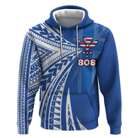 Personalised Hawaii 808 Zip Hoodie Unique Style LT05 Pullover Hoodie Blue - Polynesian Pride