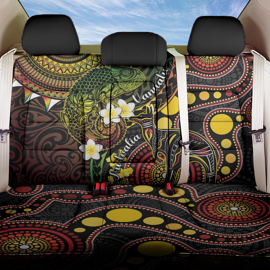 Vanuatu And Australia Aboriginal Back Car Seat Cover Iguana And Kangaroo Together LT05 One Size Black - Polynesian Pride