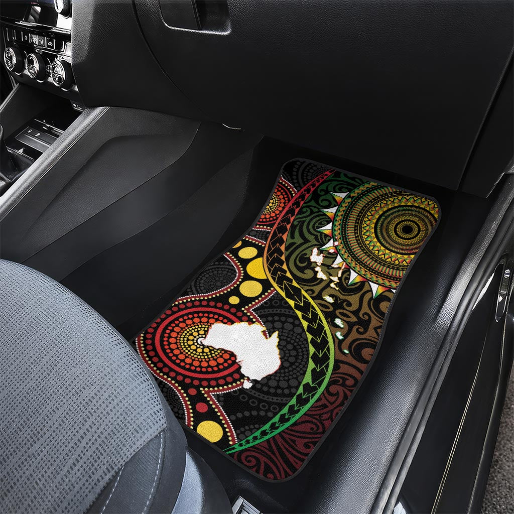 Vanuatu And Australia Aboriginal Car Mats Iguana And Kangaroo Together LT05 - Polynesian Pride