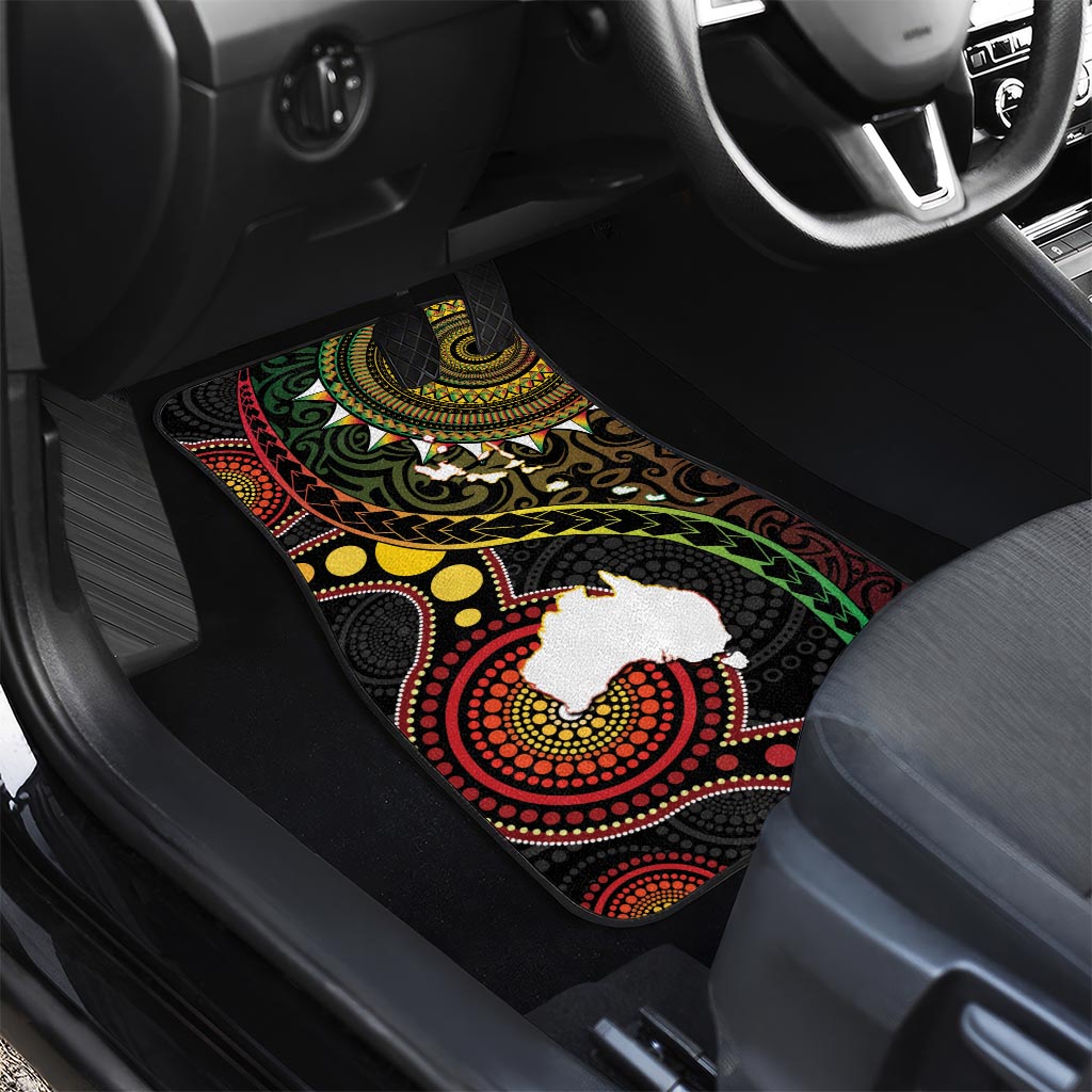 Vanuatu And Australia Aboriginal Car Mats Iguana And Kangaroo Together LT05 - Polynesian Pride