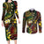 Vanuatu And Australia Aboriginal Couples Matching Long Sleeve Bodycon Dress and Long Sleeve Button Shirt Iguana And Kangaroo Together