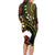 Vanuatu And Australia Aboriginal Family Matching Long Sleeve Bodycon Dress and Hawaiian Shirt Iguana And Kangaroo Together